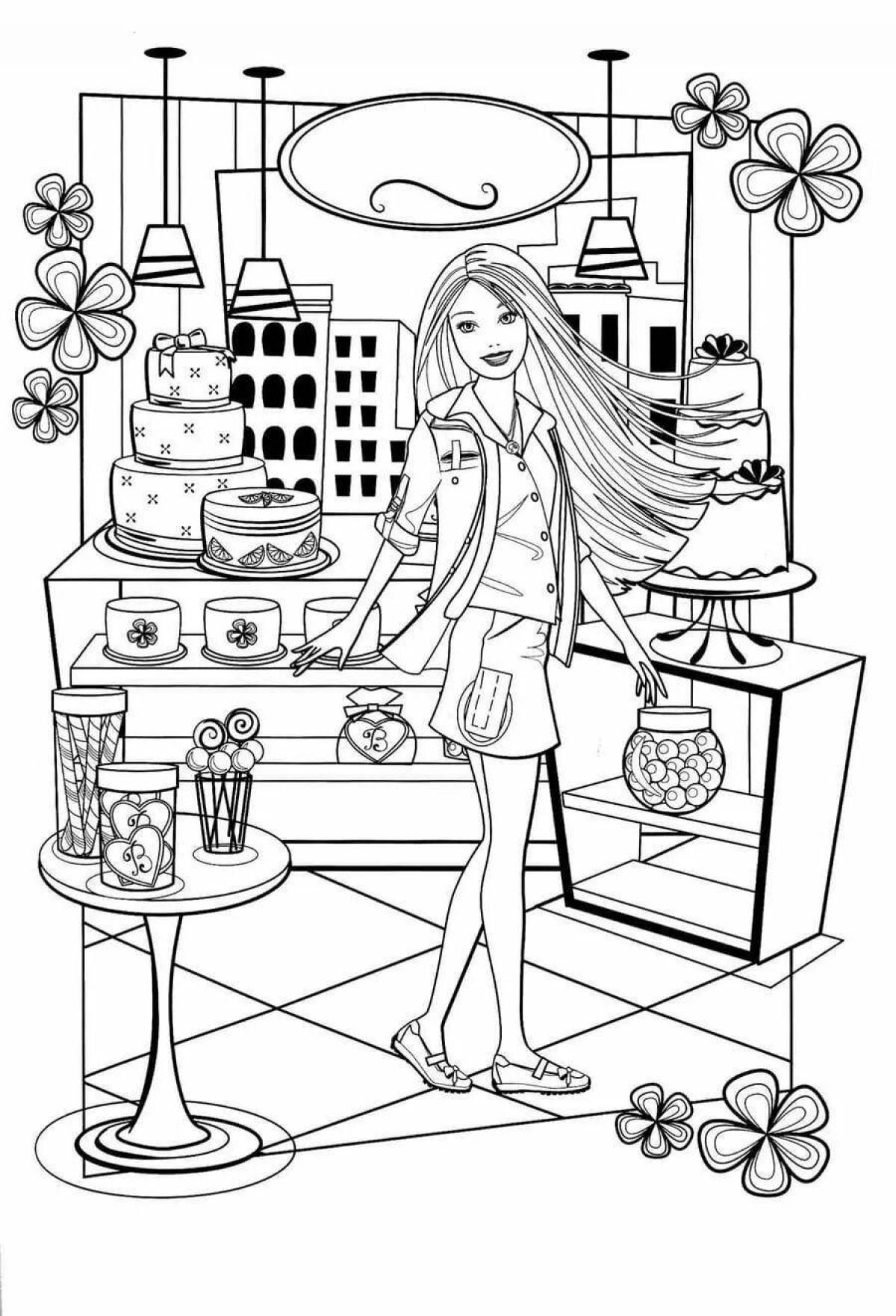 Coloring page charming barbie doctor