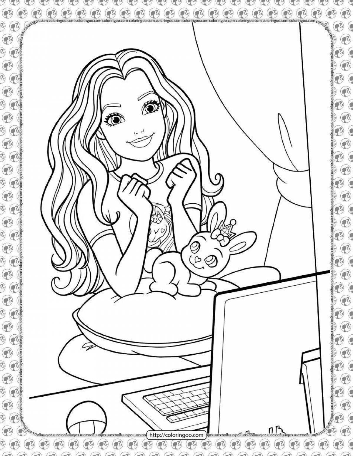 Coloring page happy barbie doctor