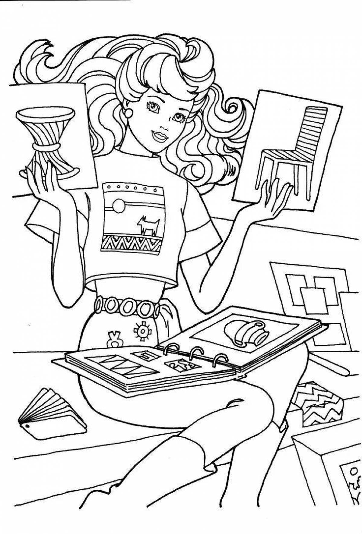 Coloring page playful barbie doctor