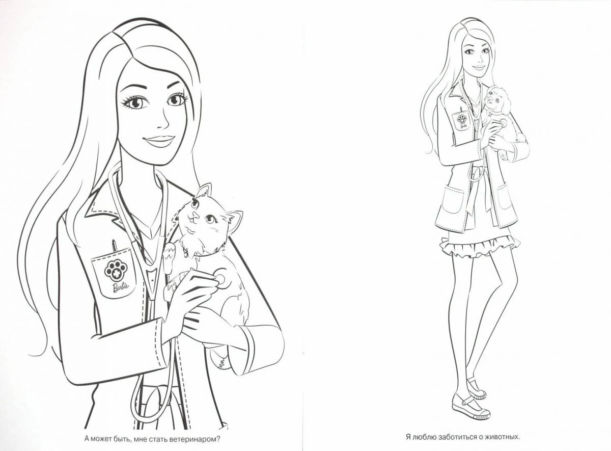 Coloring book funny barbie doctor