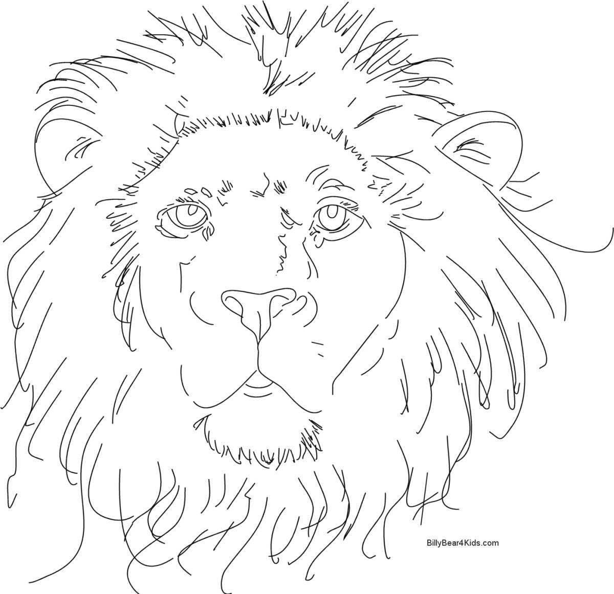 Раскраска свирепая голова льва