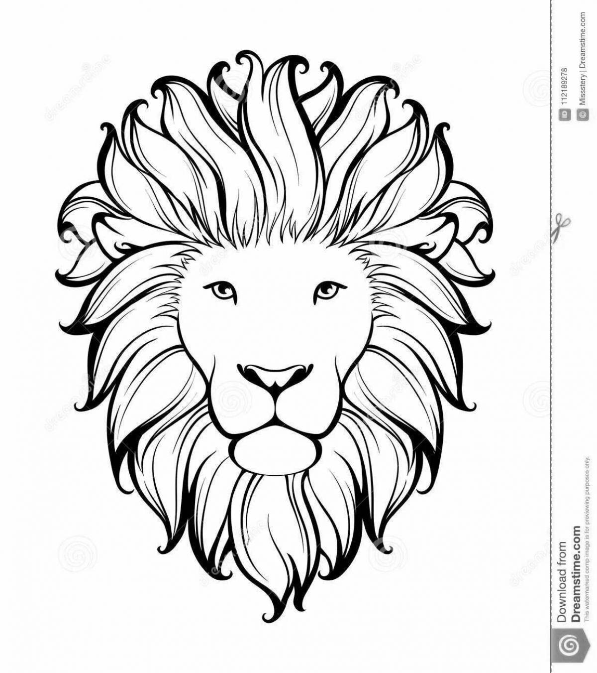 Coloring grandiose lion head