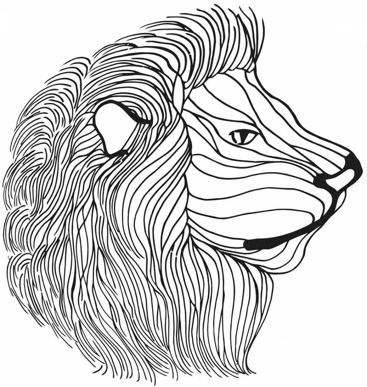 Потрясающая страница раскраски головы льва
