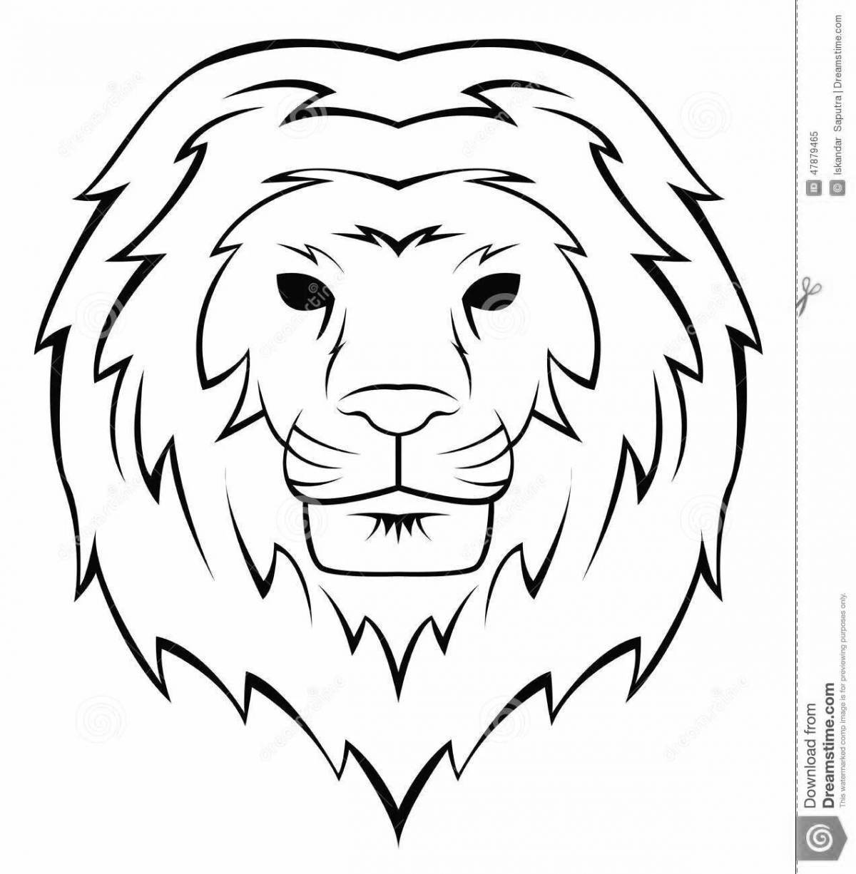 Впечатляющая страница раскраски головы льва