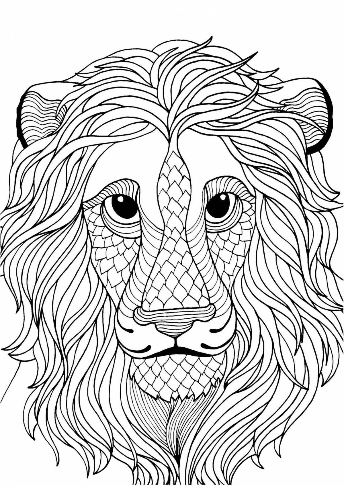 Coloring book shining lion head