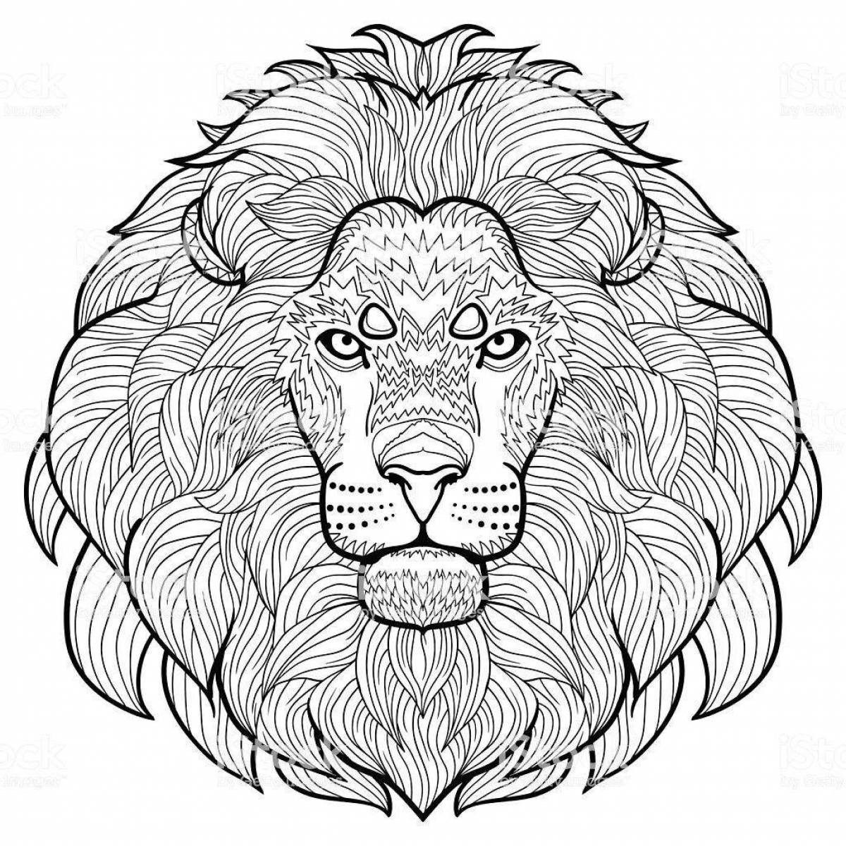 Coloring book bold lion head
