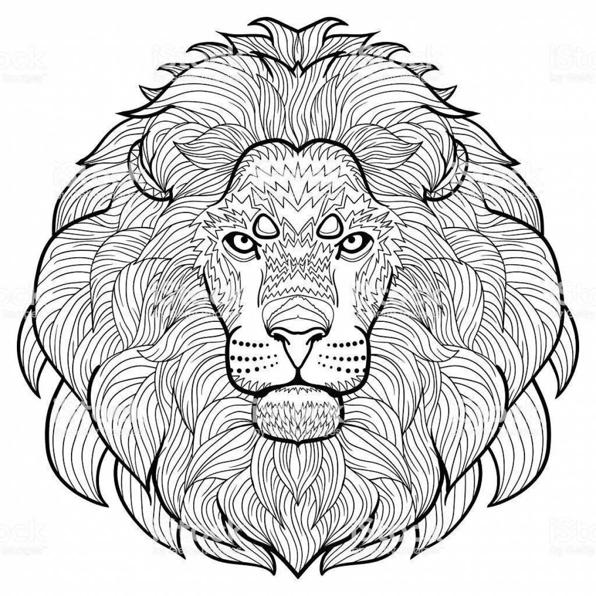 Coloring book bold lion head