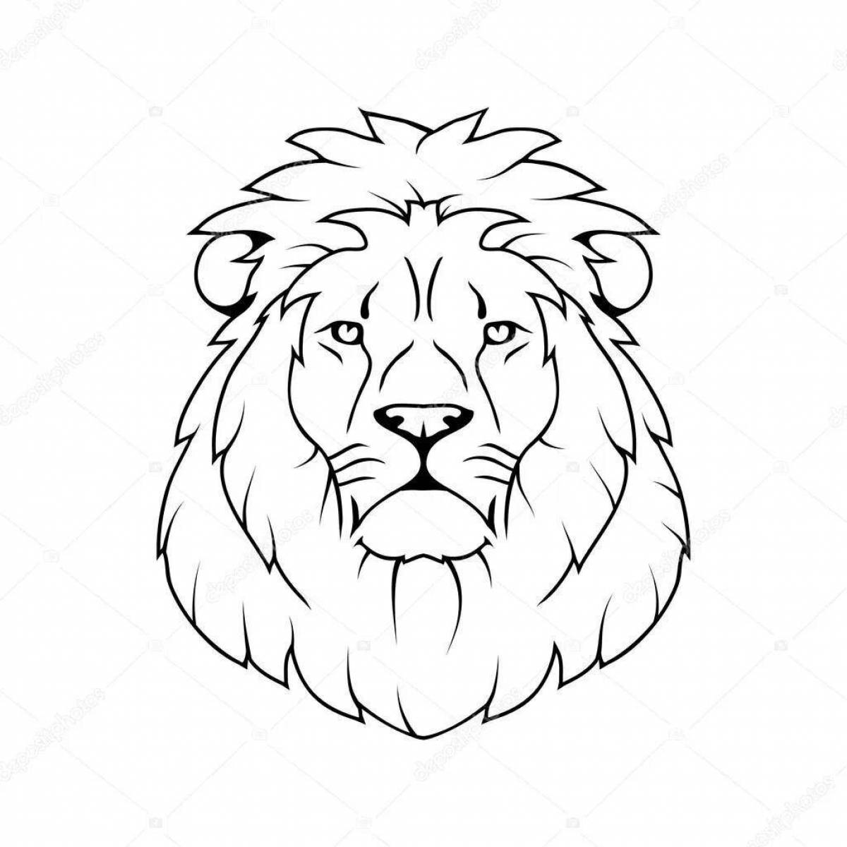 Exotic lion head coloring page