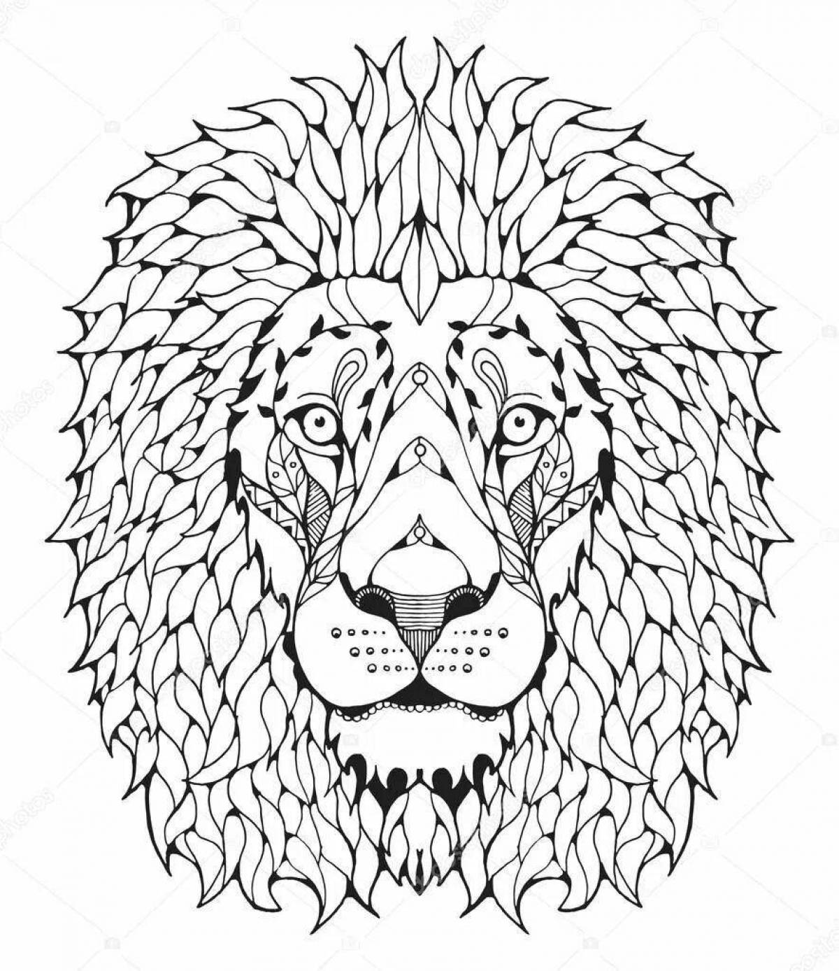 Раскраска живая голова льва