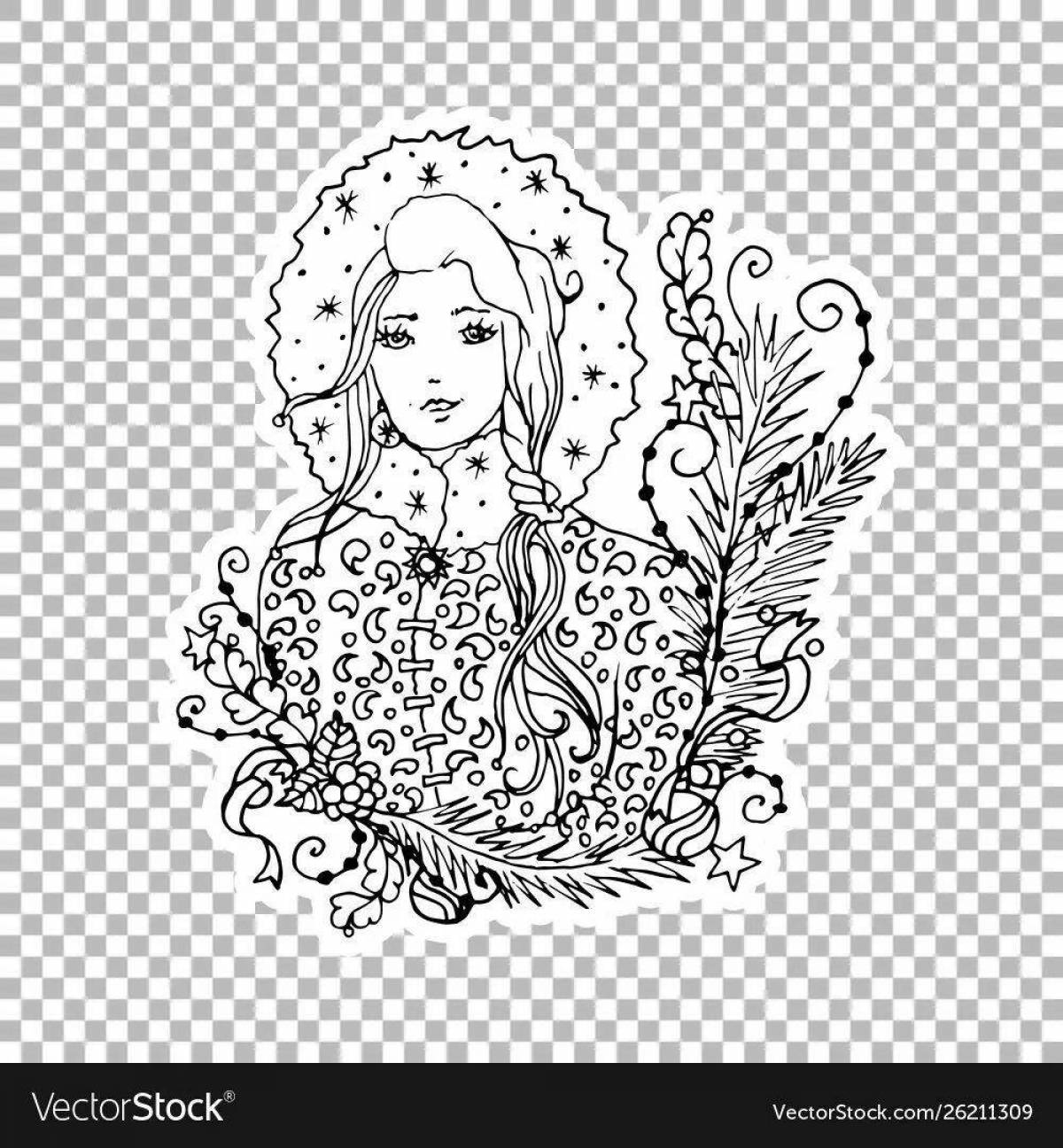 Coloring the gorgeous face of the snow maiden