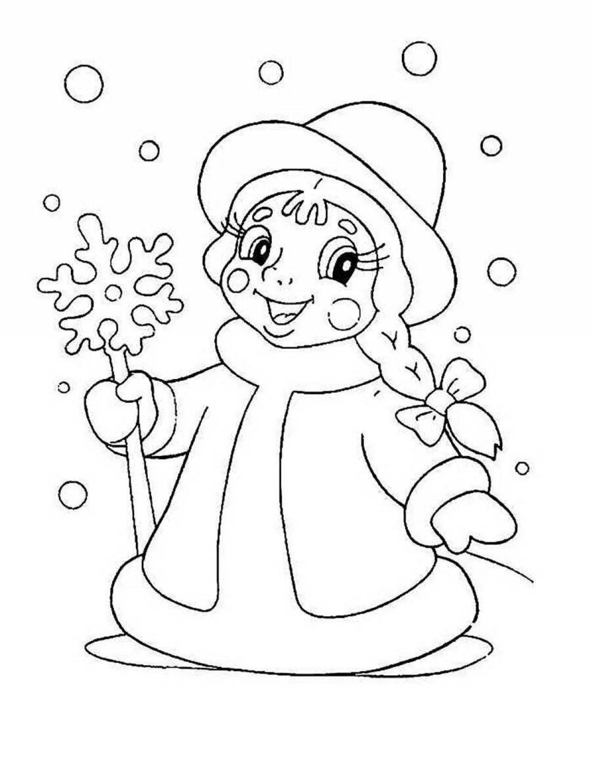 Adorable snow maiden face coloring page