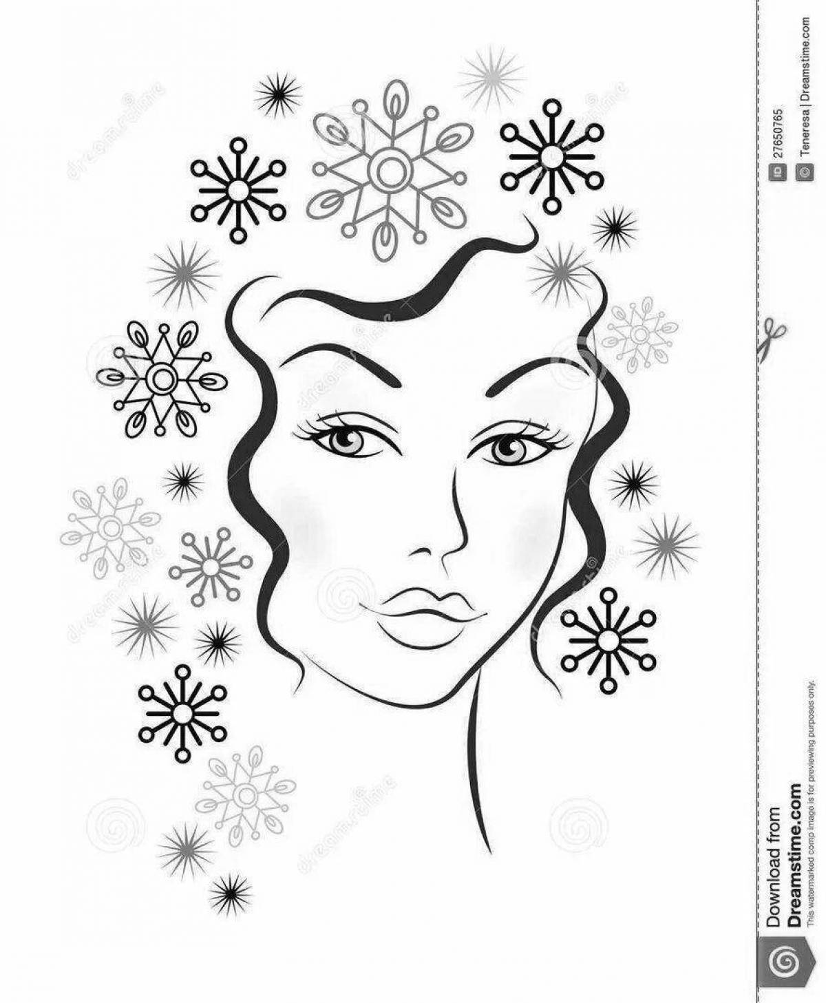 Colouring the amazing face of the snow maiden