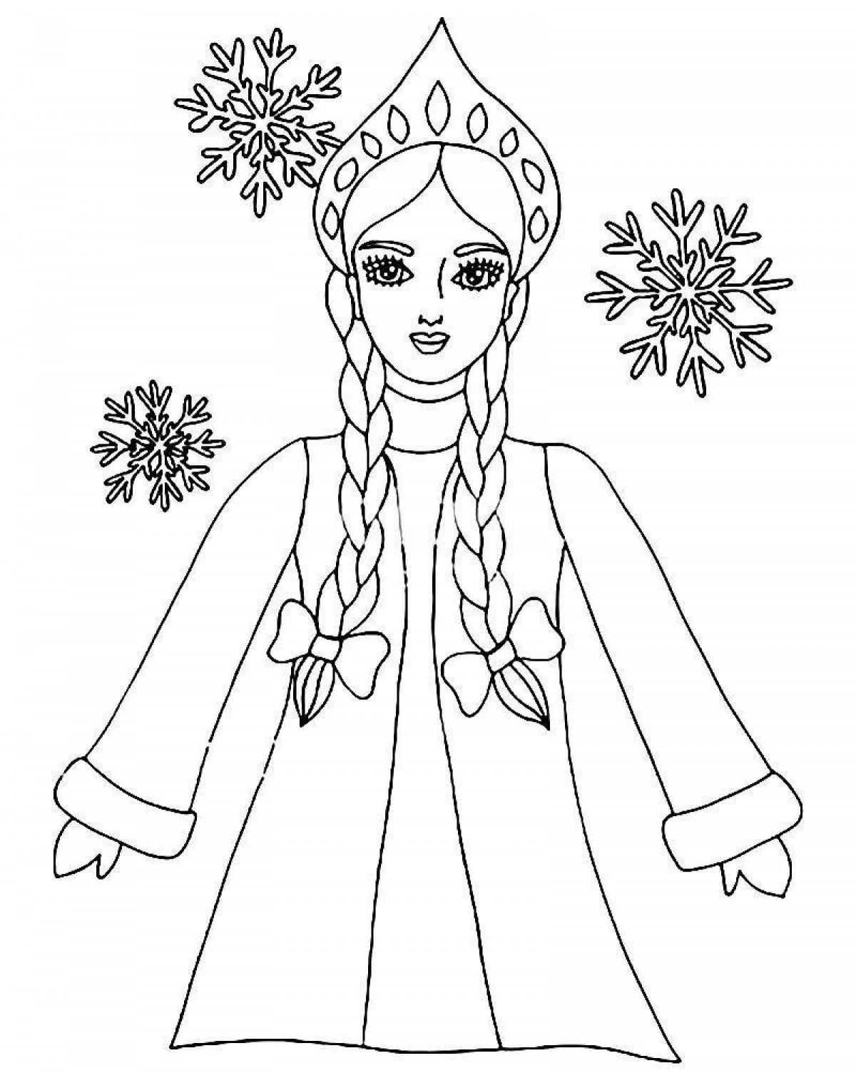 Coloring the face of a glamorous snow maiden