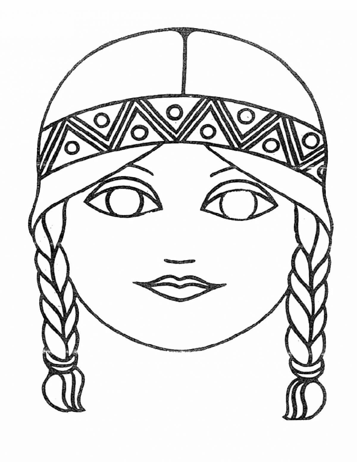 Coloring for the elegant face of the snow maiden