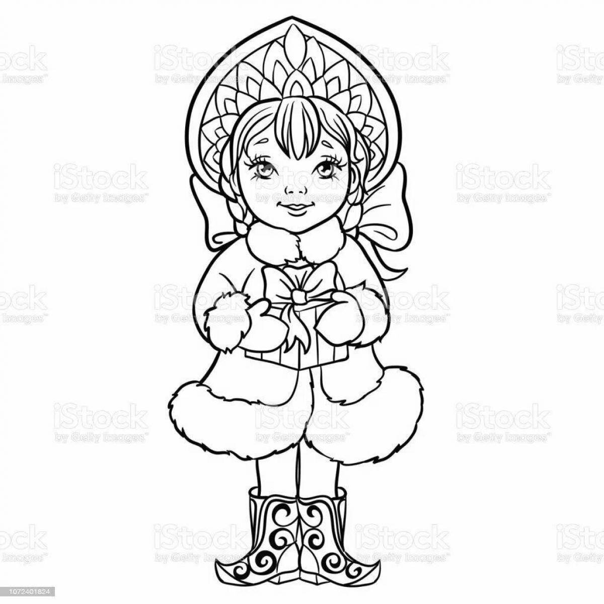 Coloring page dazzling face of snow maiden
