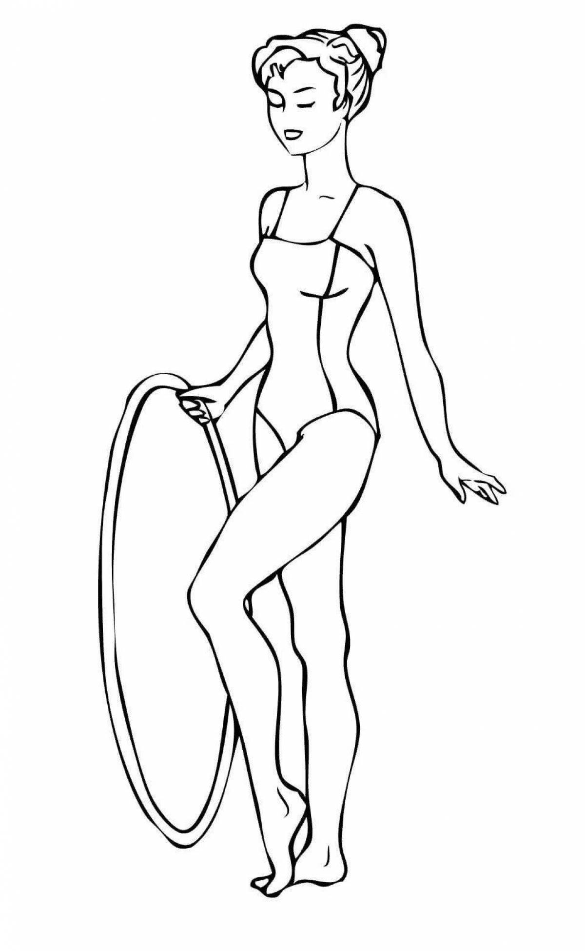 Coloring book shining barbie gymnast