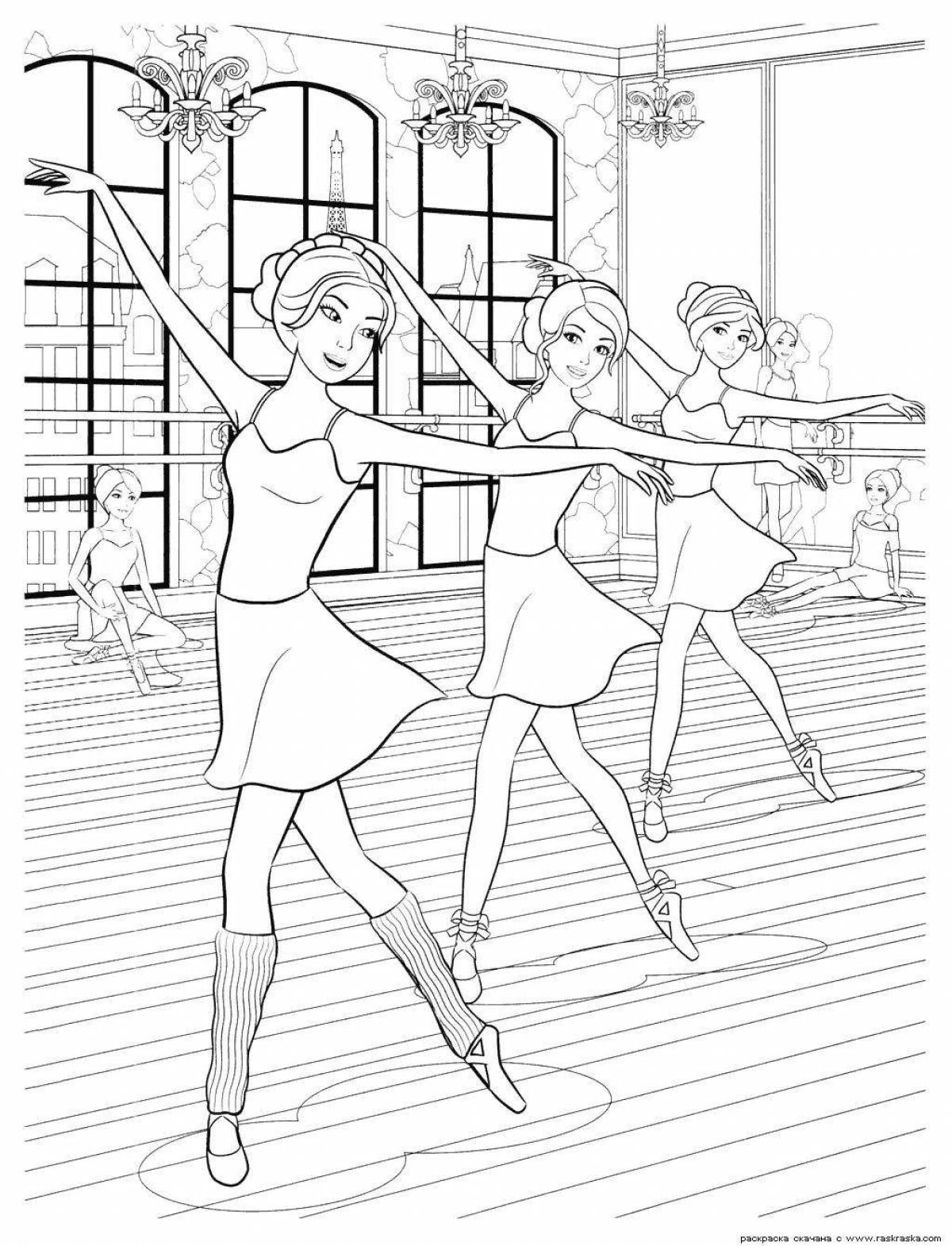 Coloring book cute barbie gymnast