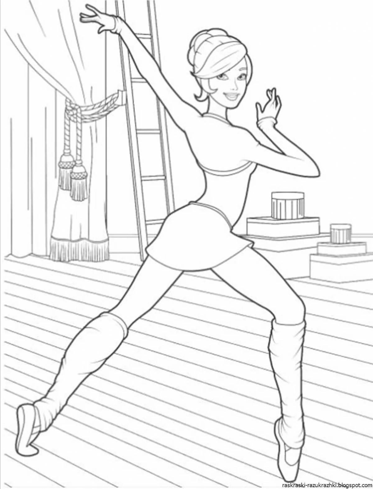Coloring page quirky gymnast barbie