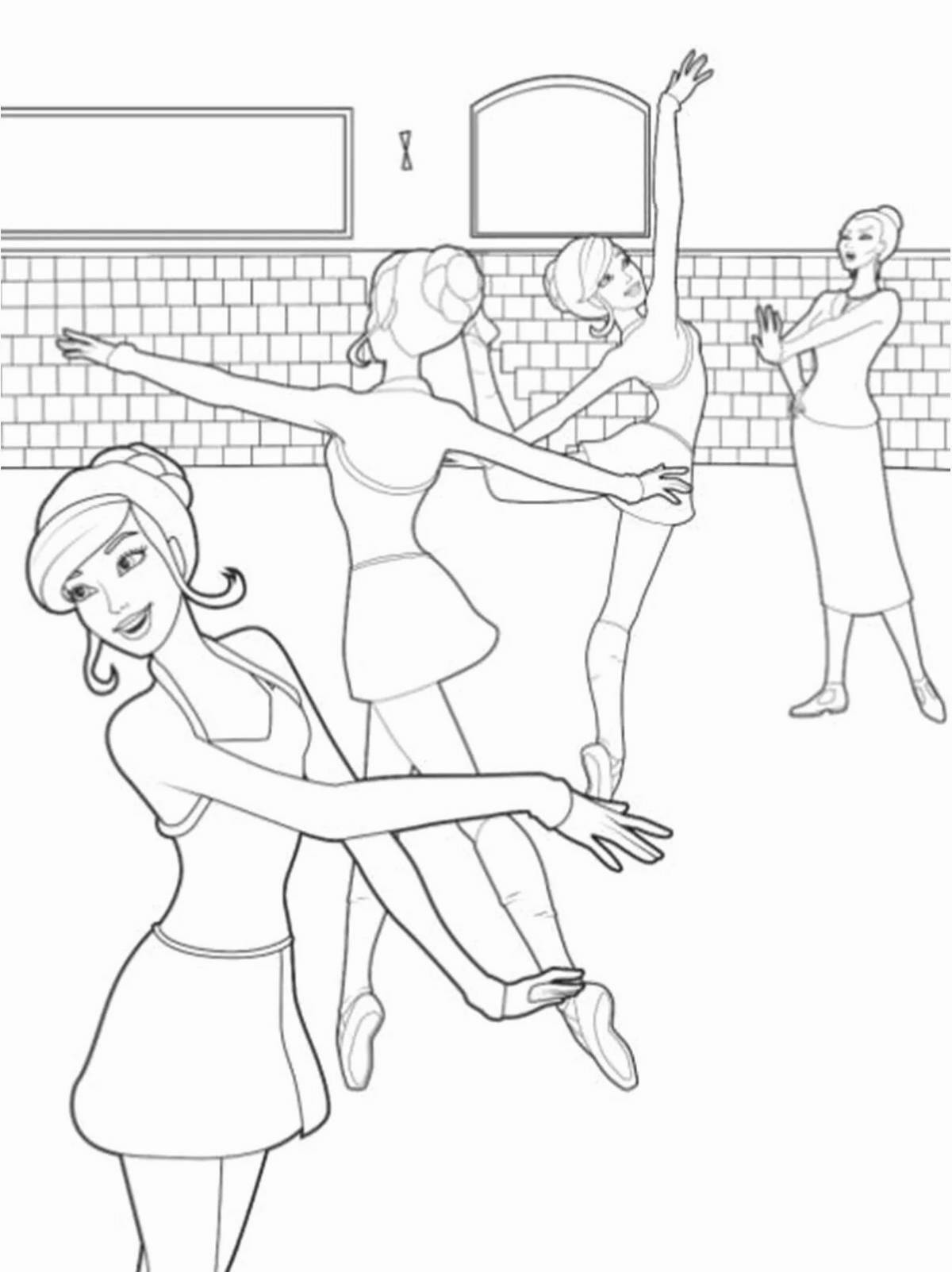 Coloring page dazzling barbie gymnast