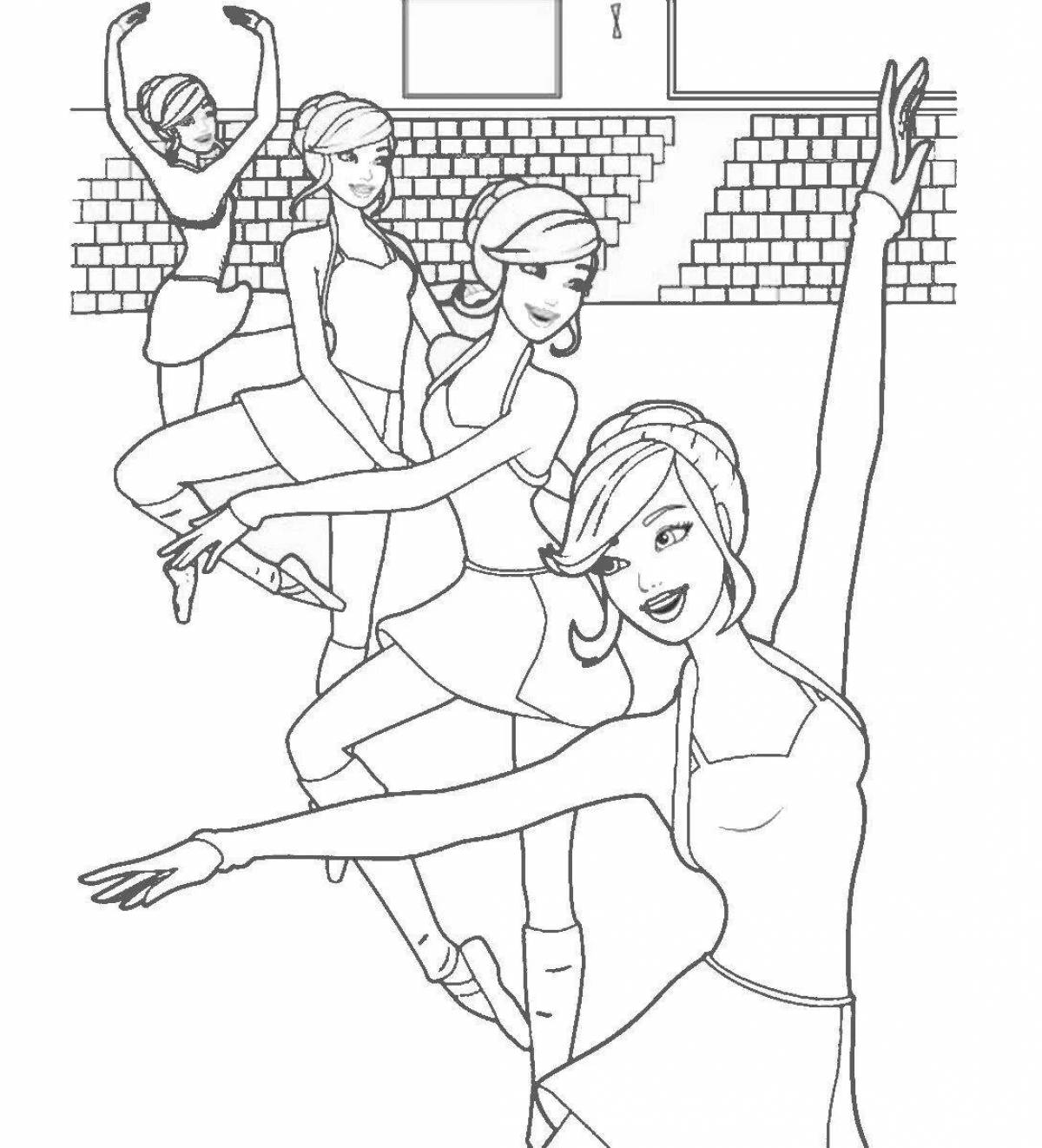 Coloring page elegant barbie gymnast