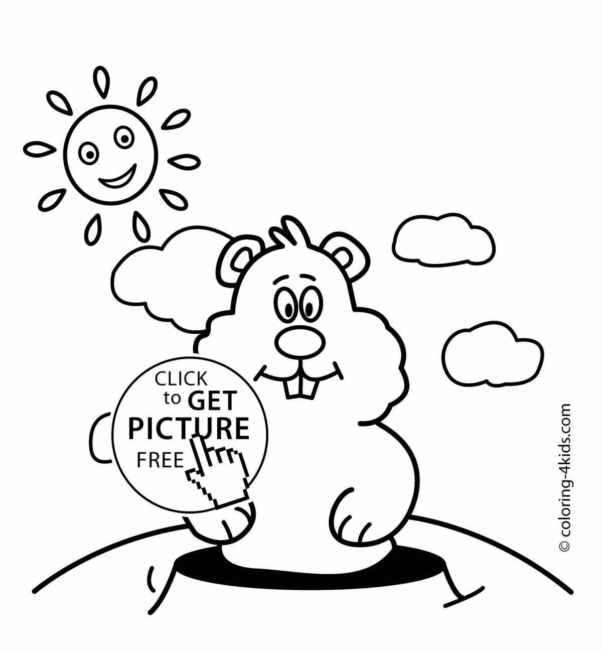 Coloring page playful groundhog day