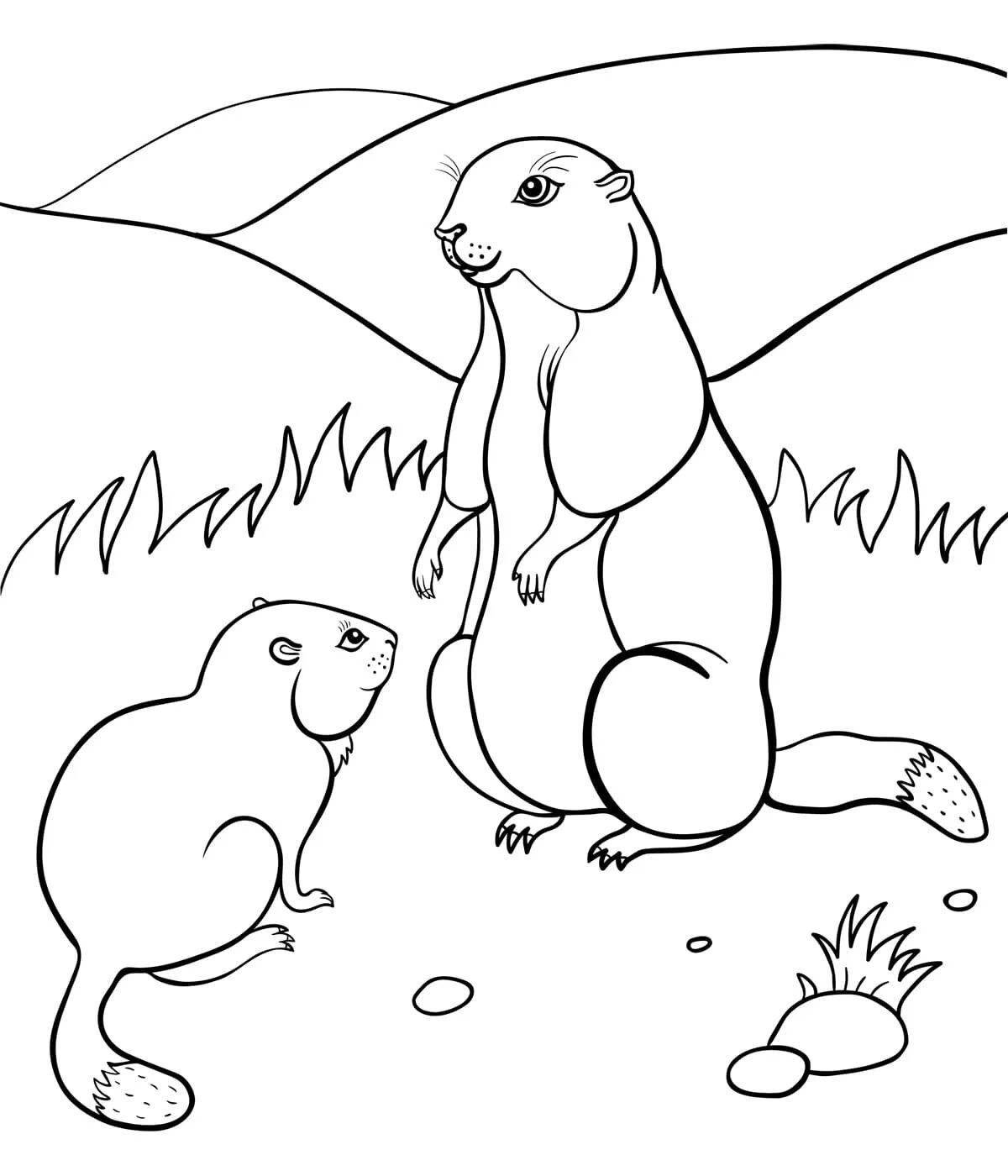 Adorable Groundhog Day Coloring Page