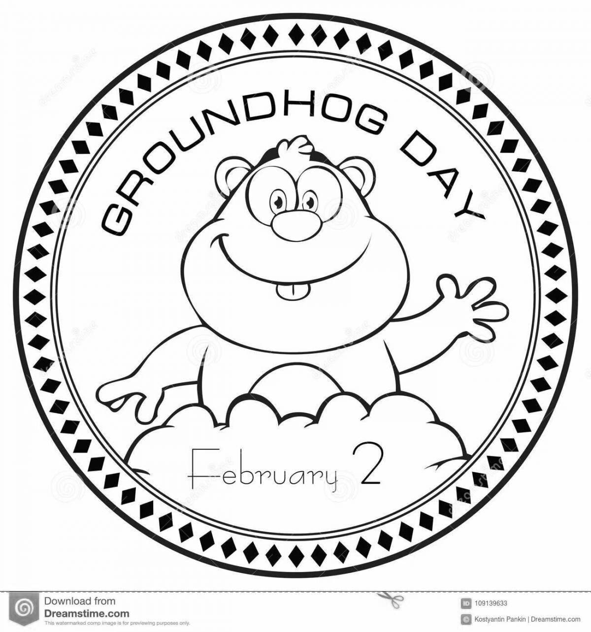 Adorable groundhog day coloring book