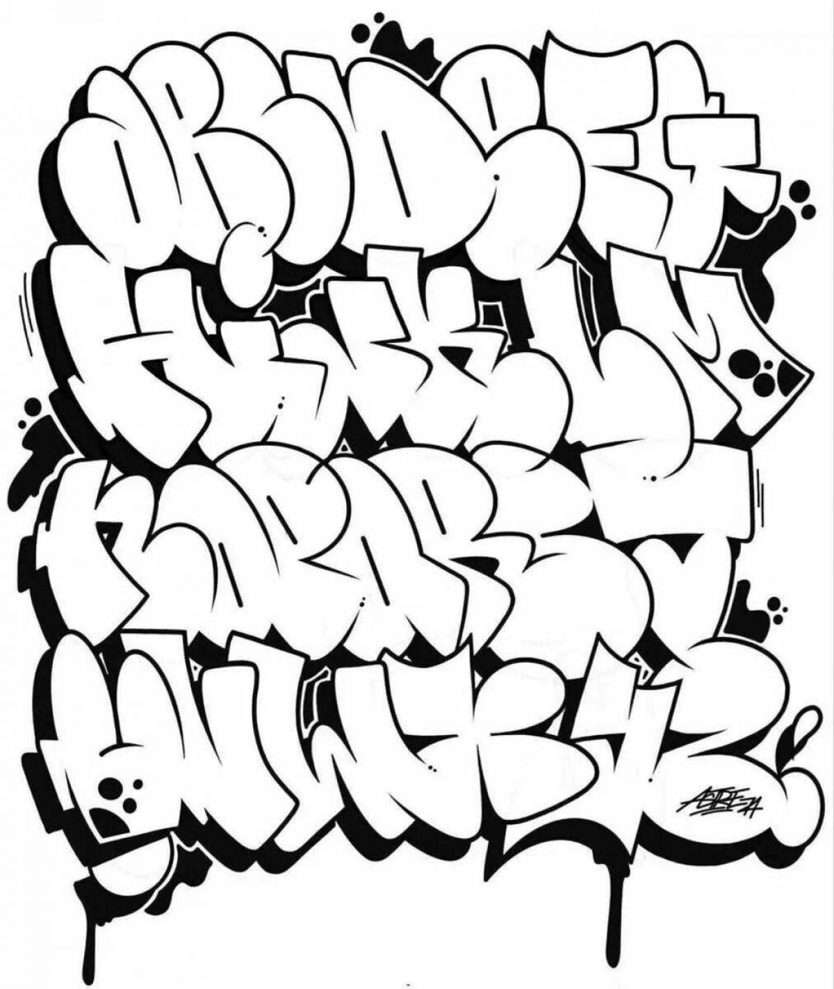 Creative coloring graffiti alphabet