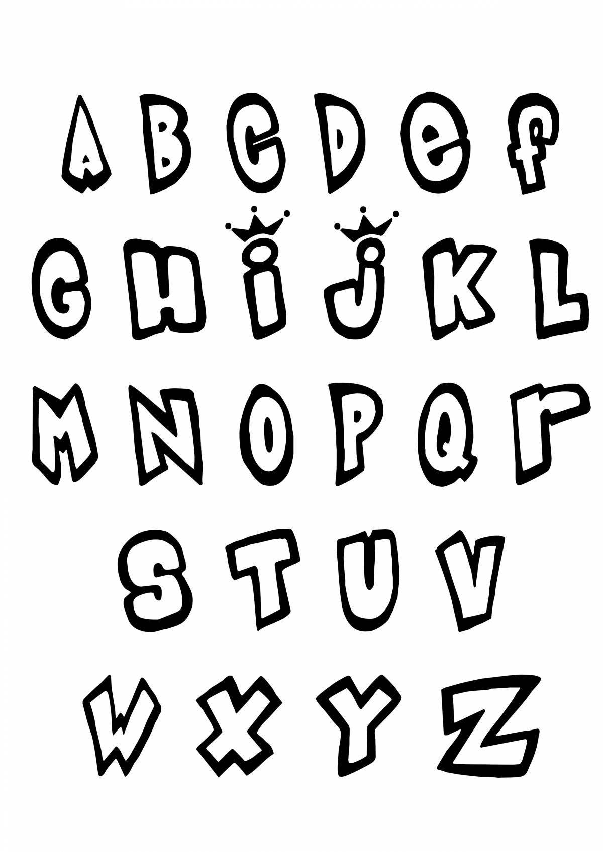 Attractive alphabet graffiti coloring book