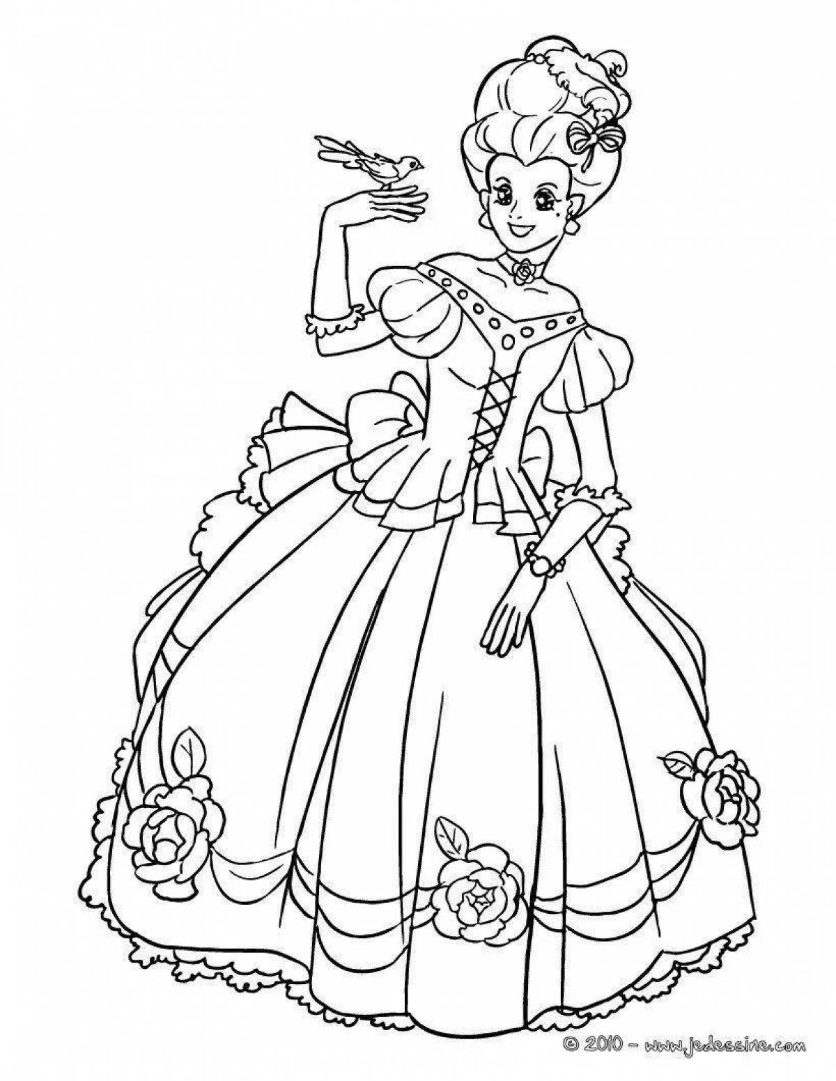 Ball gown regal coloring page