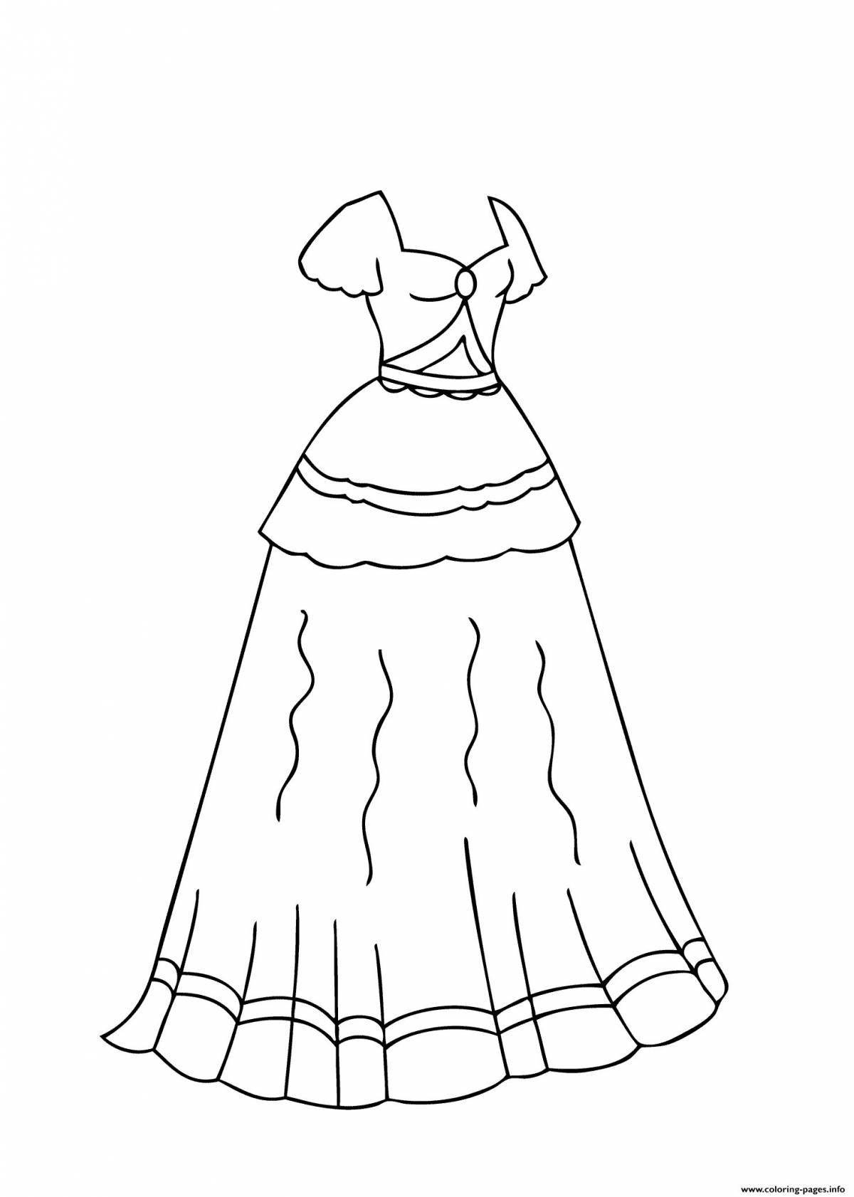 Яркое бальное платье раскраски страницы