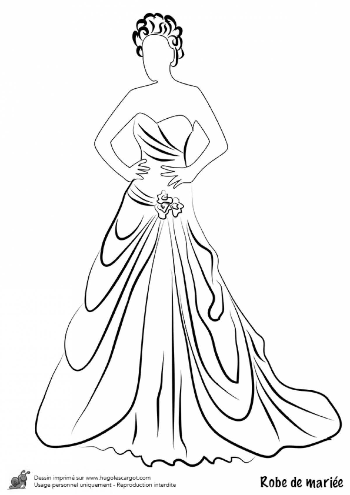 Tempting ball gown coloring page