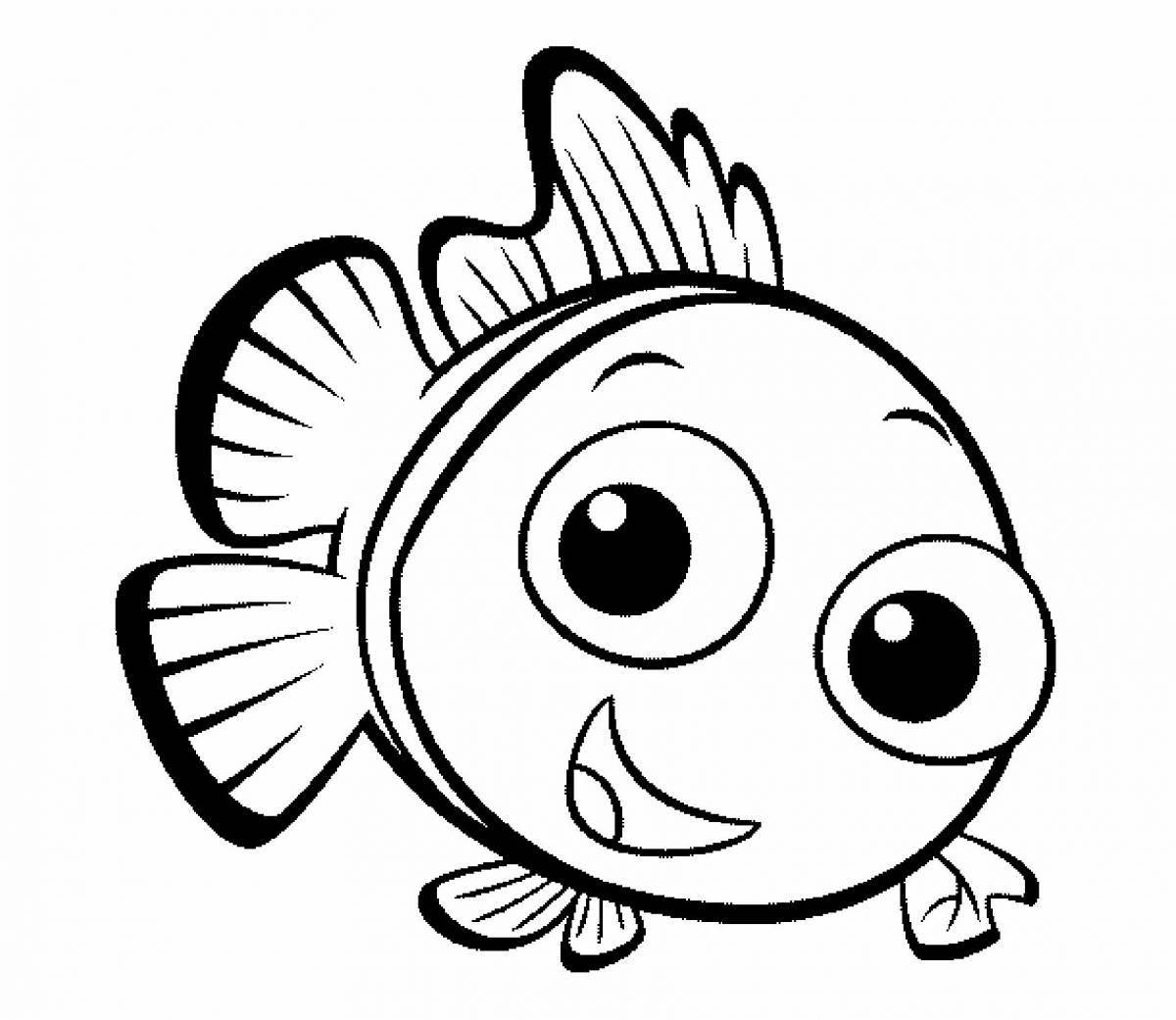 Playful little fish coloring book