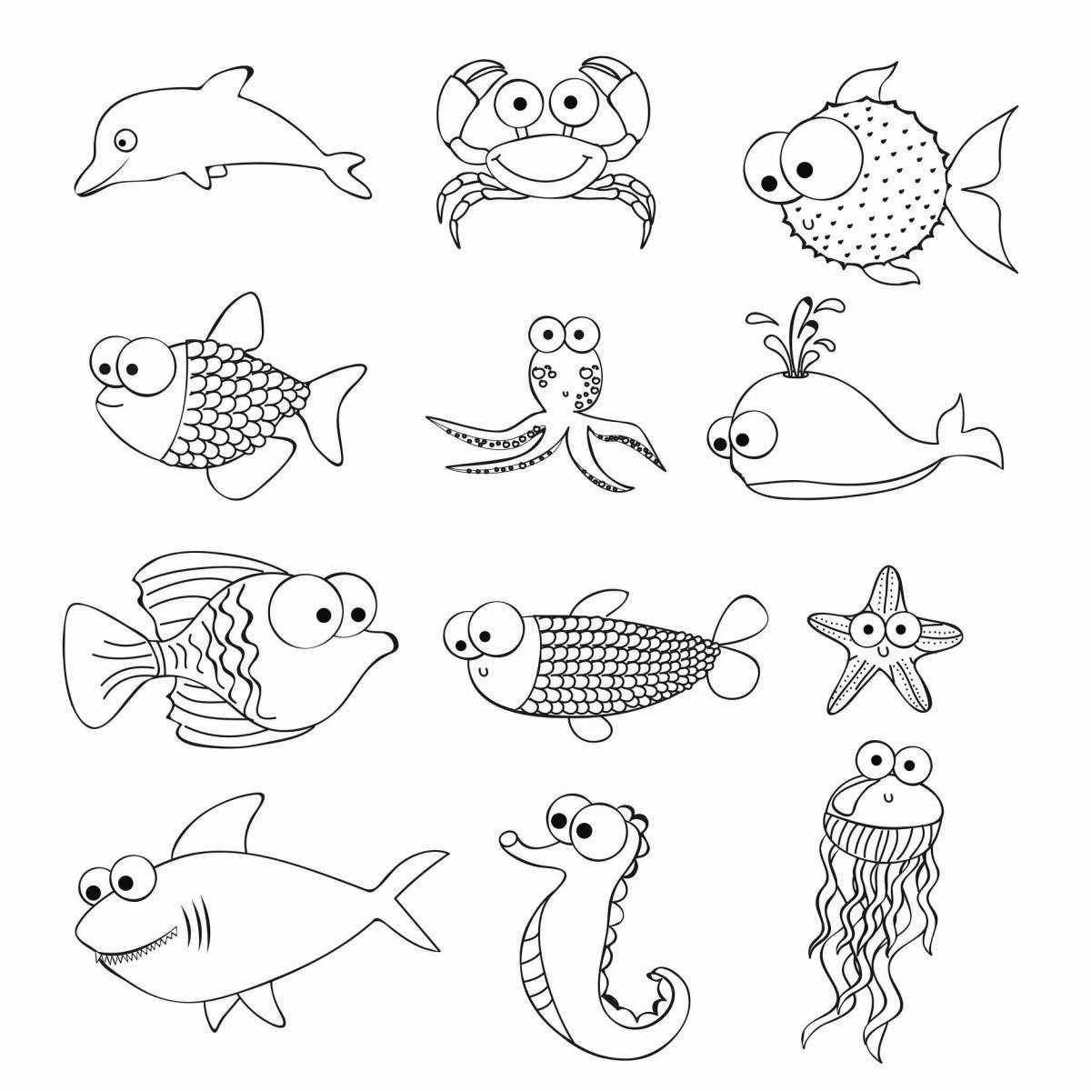 Coloring page adorable little fish