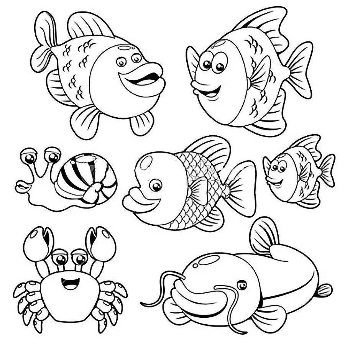 Outstanding fish coloring page