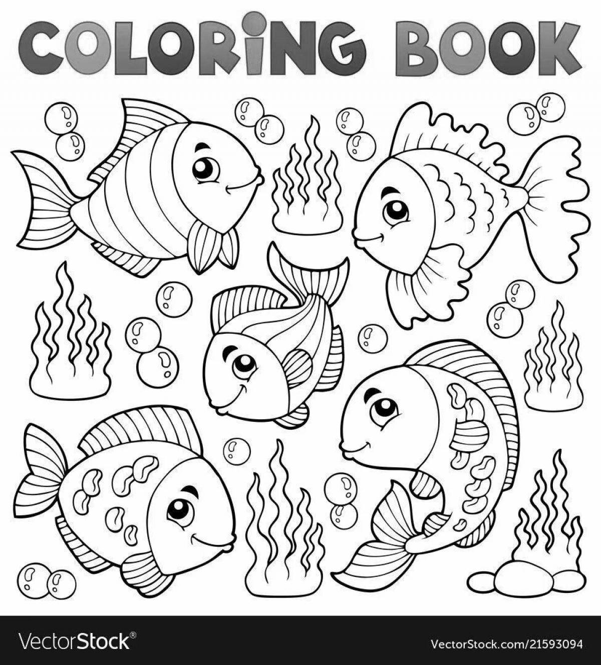 Awesome fish coloring page