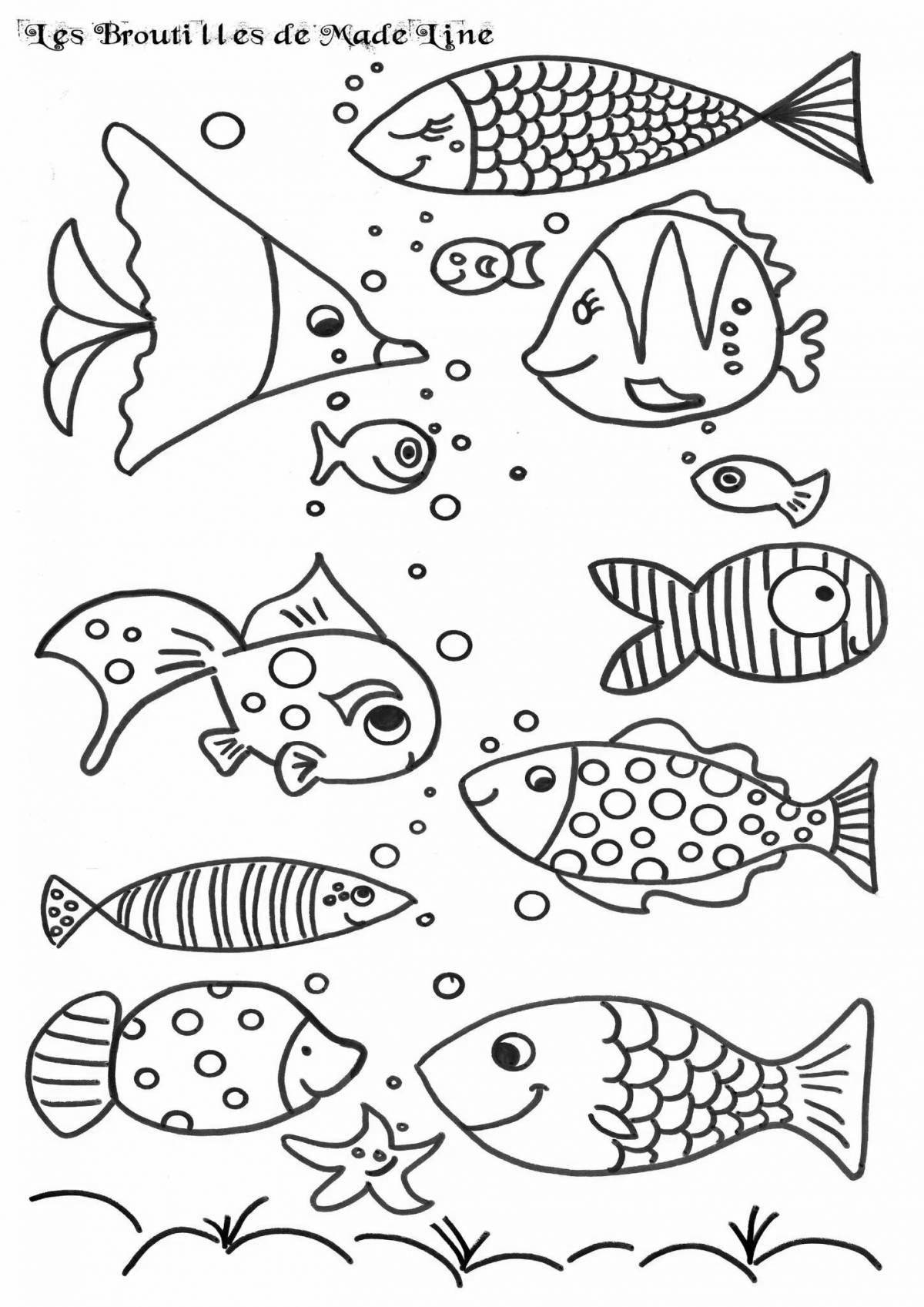Fancy fish coloring page