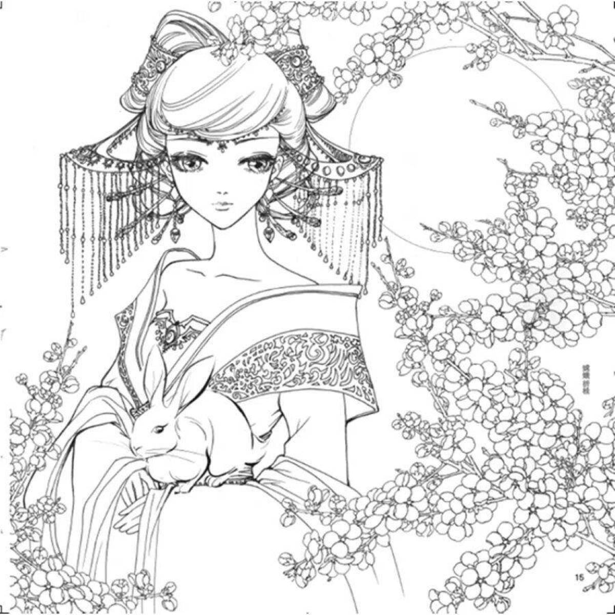 Gorgeous Japanese anime coloring book