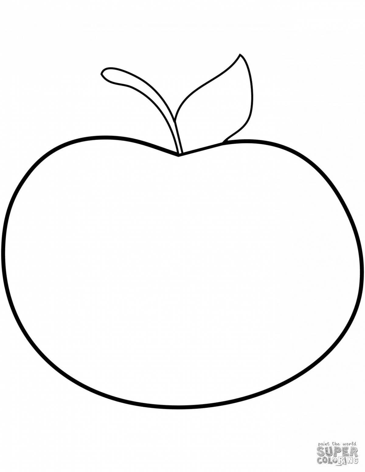 Coloring book with a playful drawing of an apple