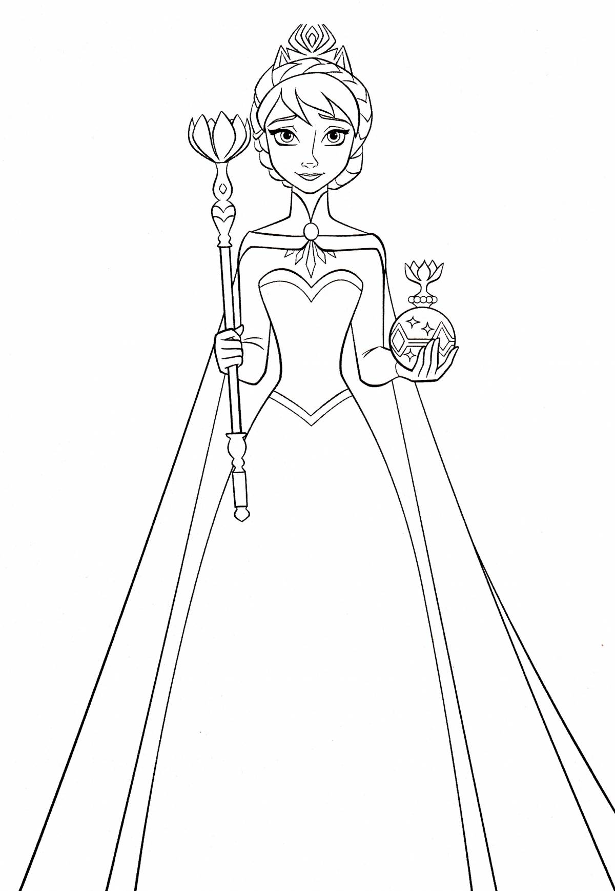 Exalted queen elsa coloring page
