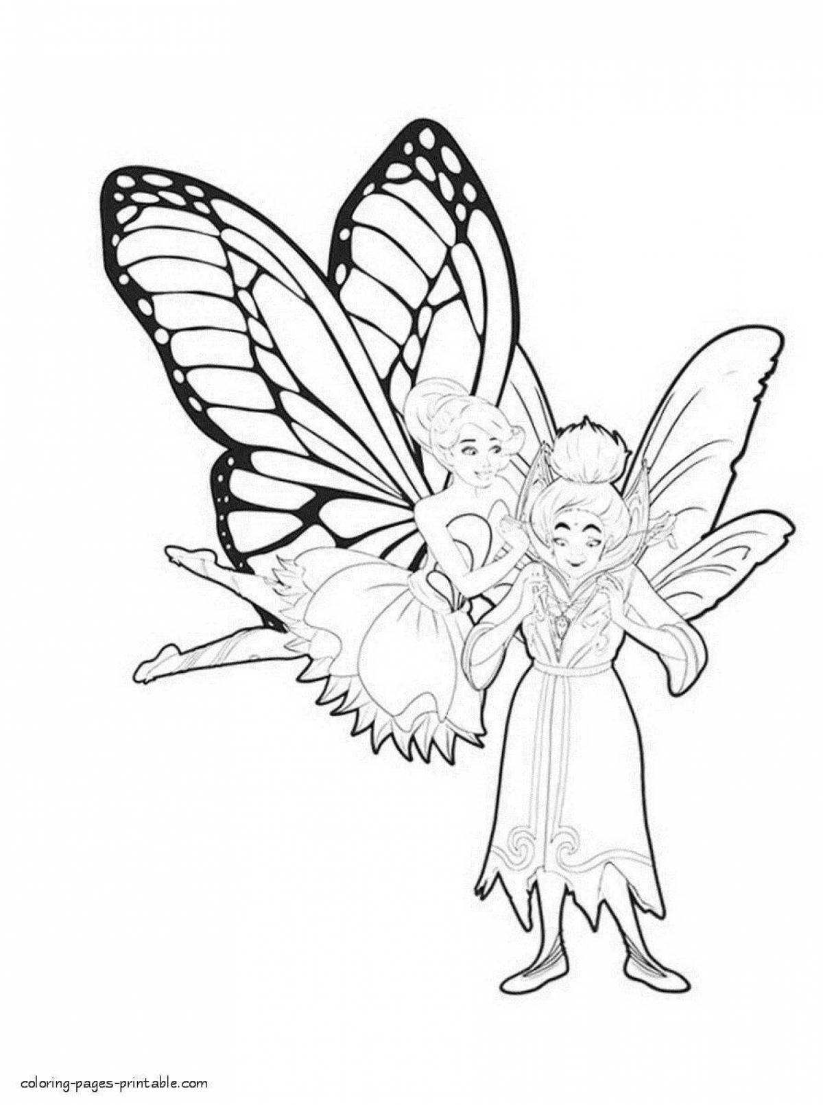Очаровательная раскраска принцесса бабочка