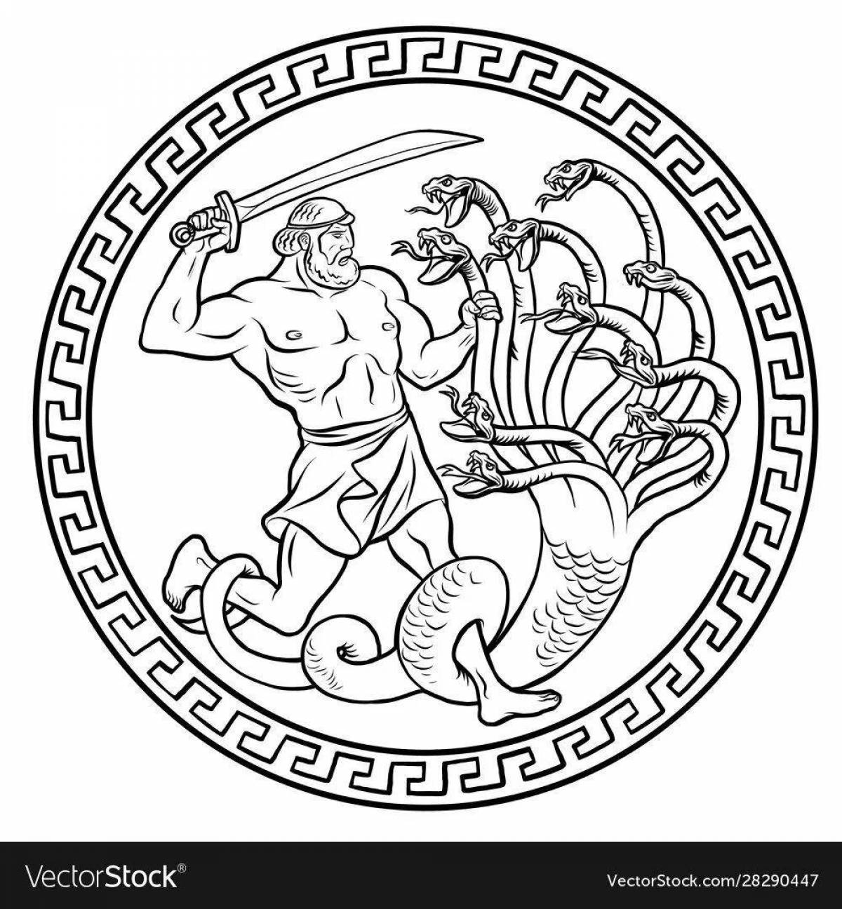 Лернейская гидра и Геракл рисунок