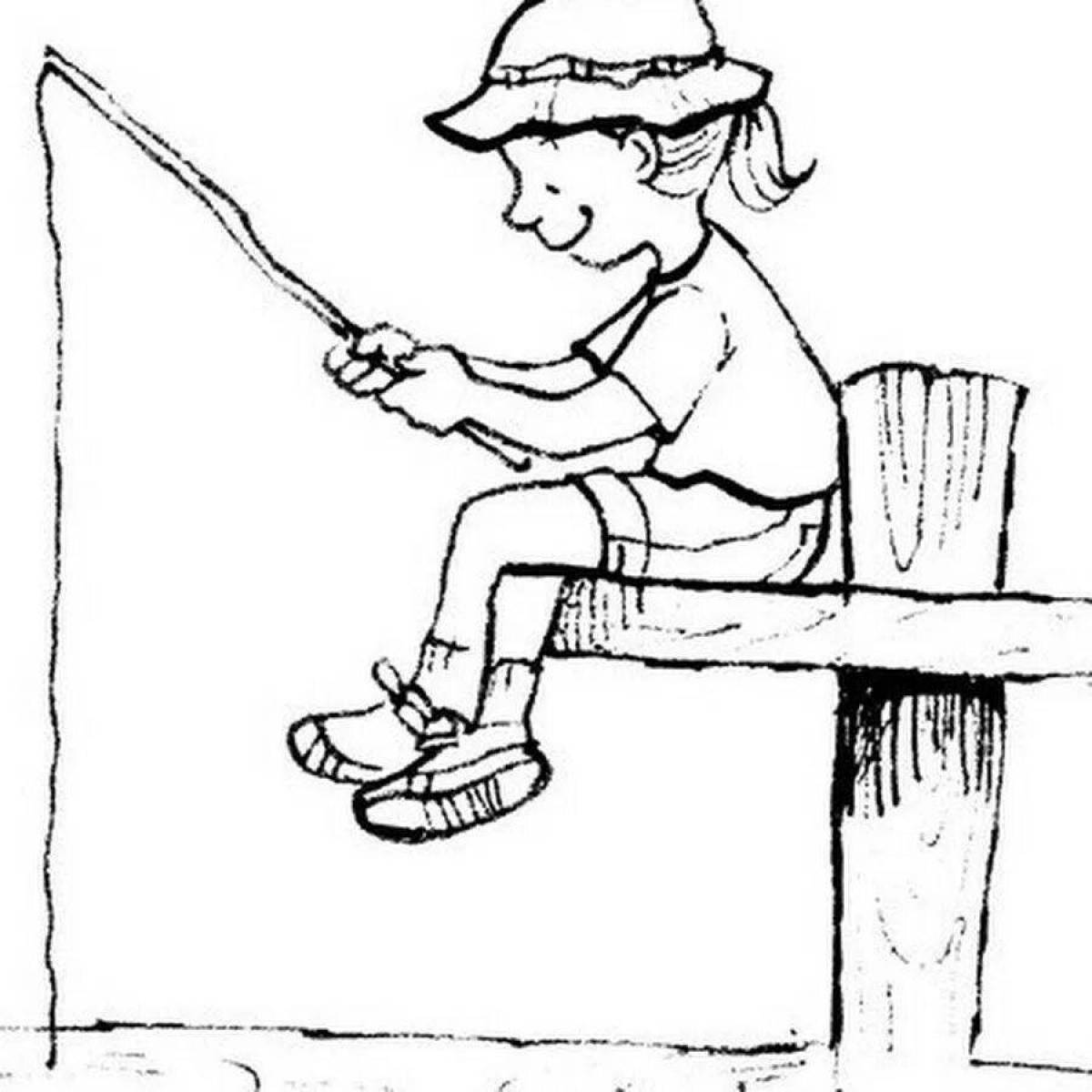 Мальчик на рыбалке рисунок карандашом