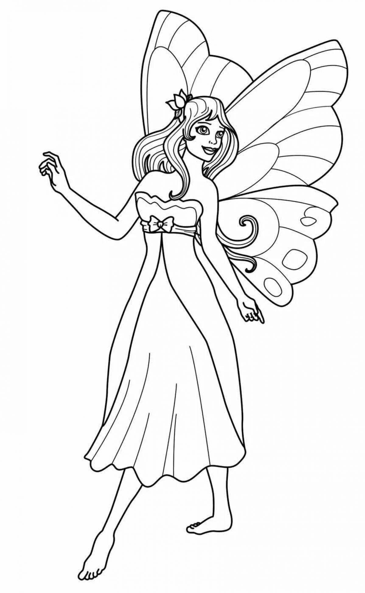 Colorful coloring princess butterfly