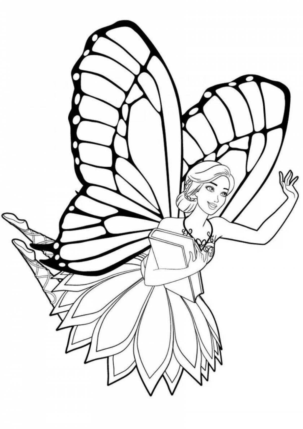 Playful coloring princess butterfly