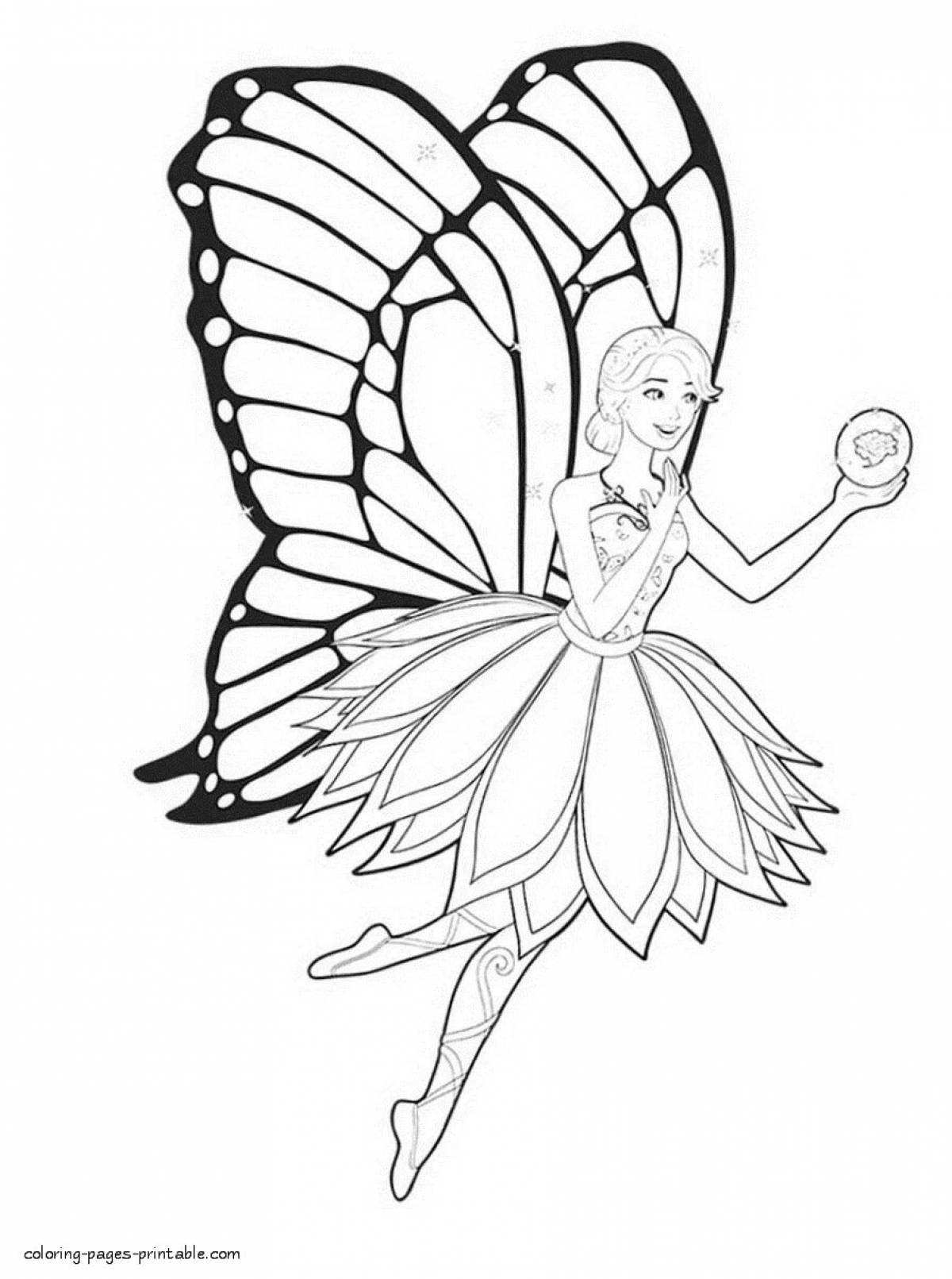 Excellent coloring princess butterfly