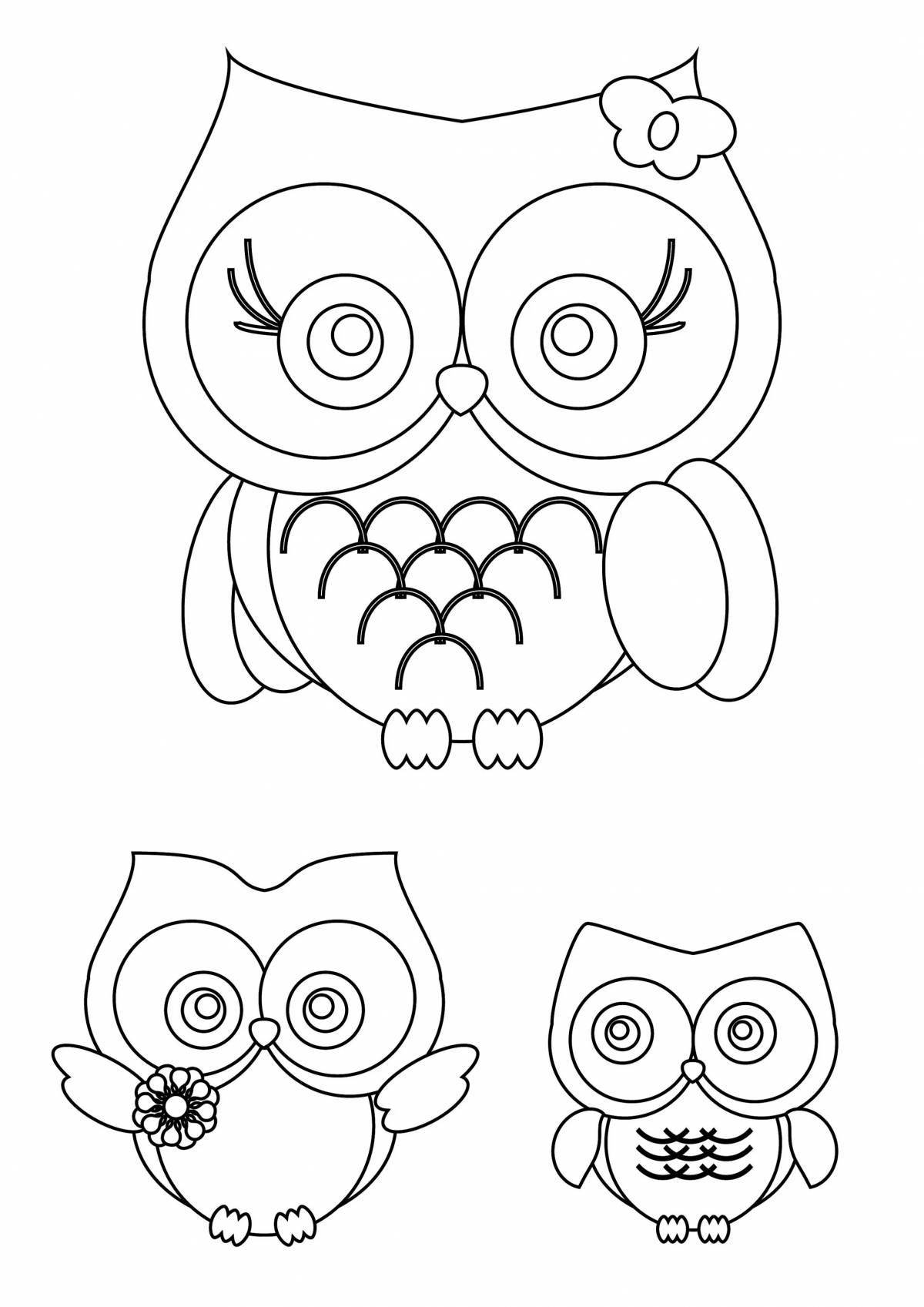 Coloring book joyful owl