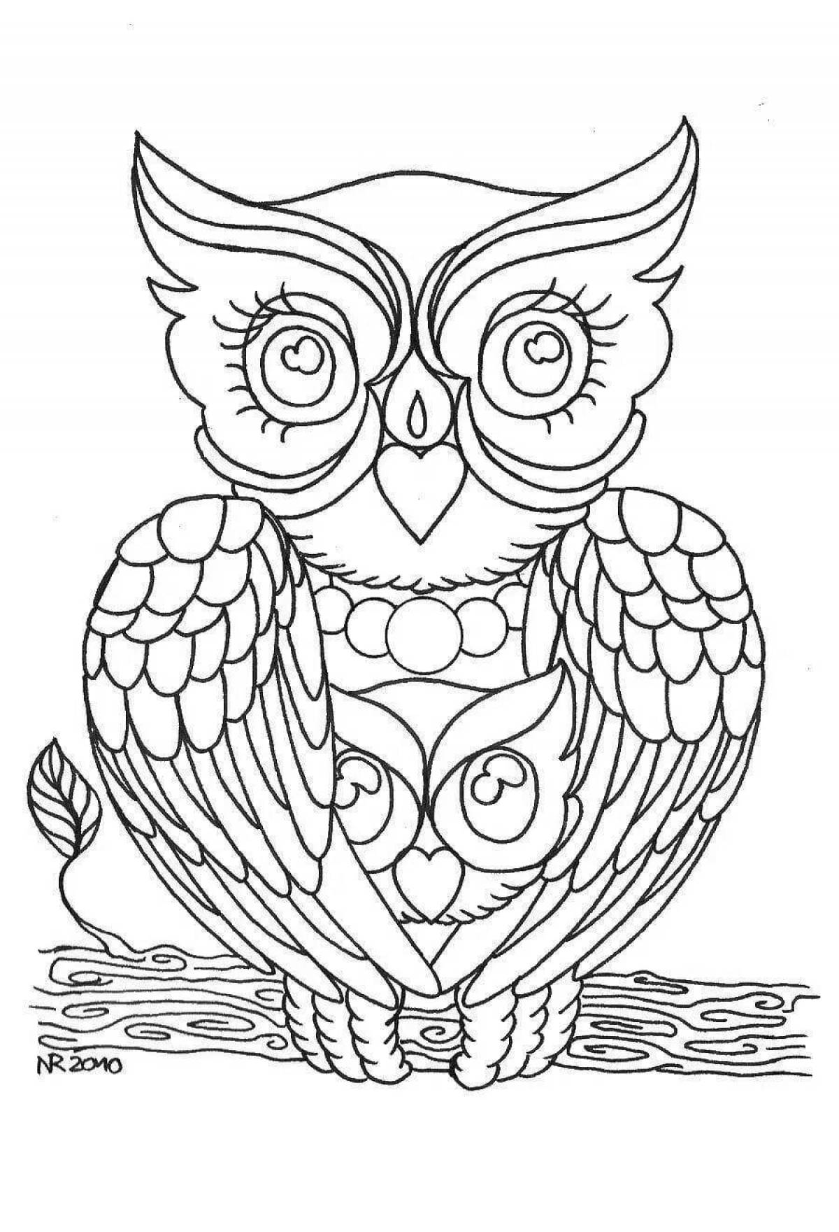 Silly owl coloring page