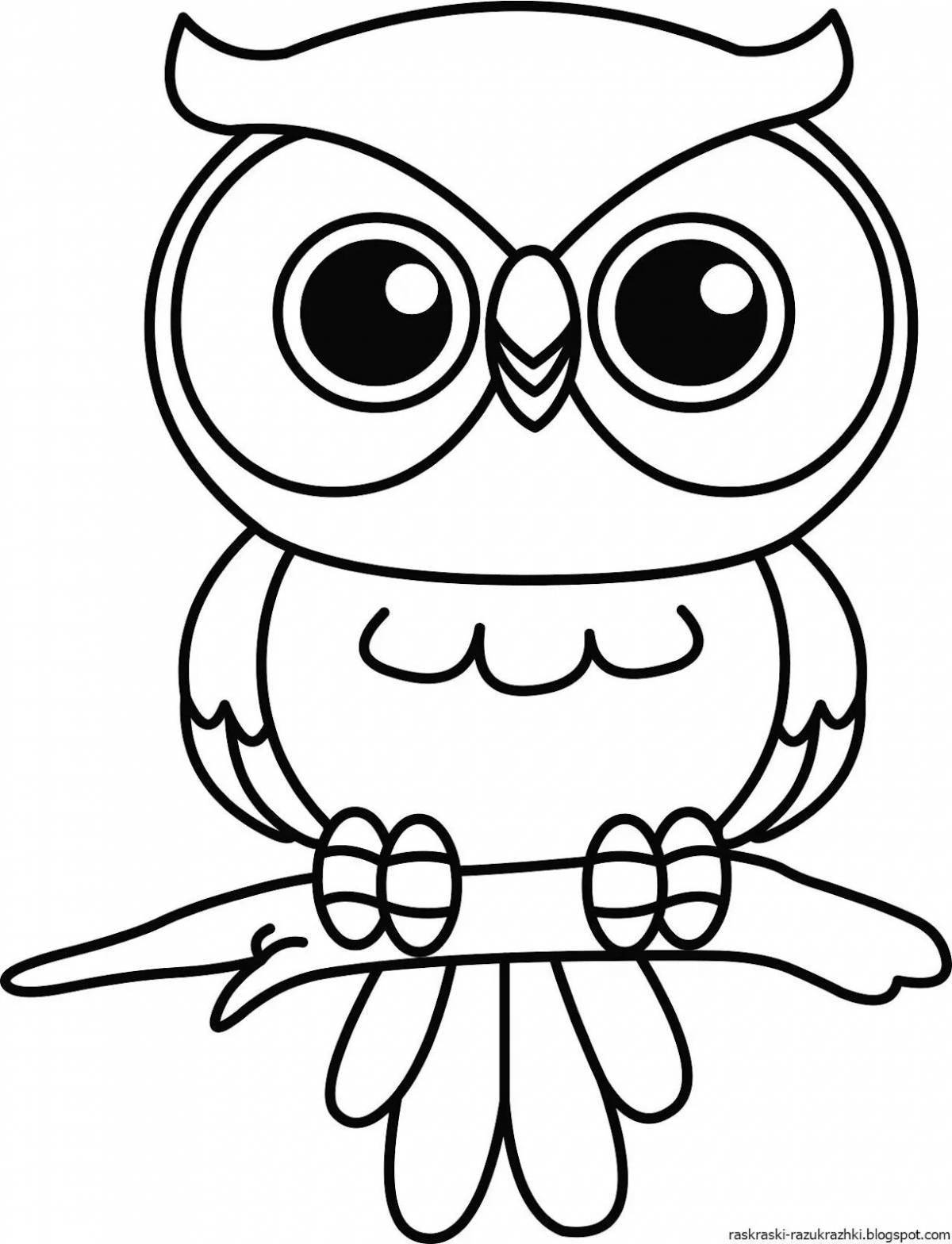 Coloring book sparkling owl