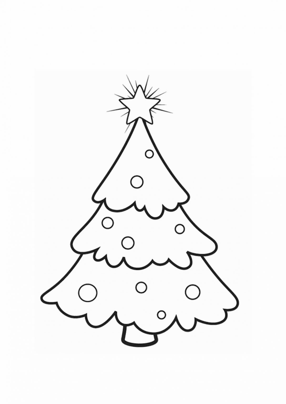 Радостная раскраска рождественская елка контур